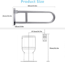Load image into Gallery viewer, Ergonomic 23.6” Toilet Grab Bar with 300 lbs Capacity - Space-Saving Design