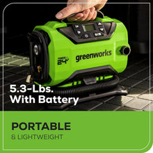 Load image into Gallery viewer, 24V Cordless Tire Inflator: 160 PSI Air Compressor with LED Light &amp; Auto Shut...