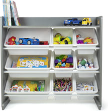 Load image into Gallery viewer, Space-Saving 4-Tier Toy Storage Shelf with Removable Bins for Toddler Safety