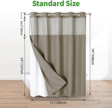 Load image into Gallery viewer, No Hooks Linen Shower Curtain with Snap-in Liner for Effortless Shower Styling