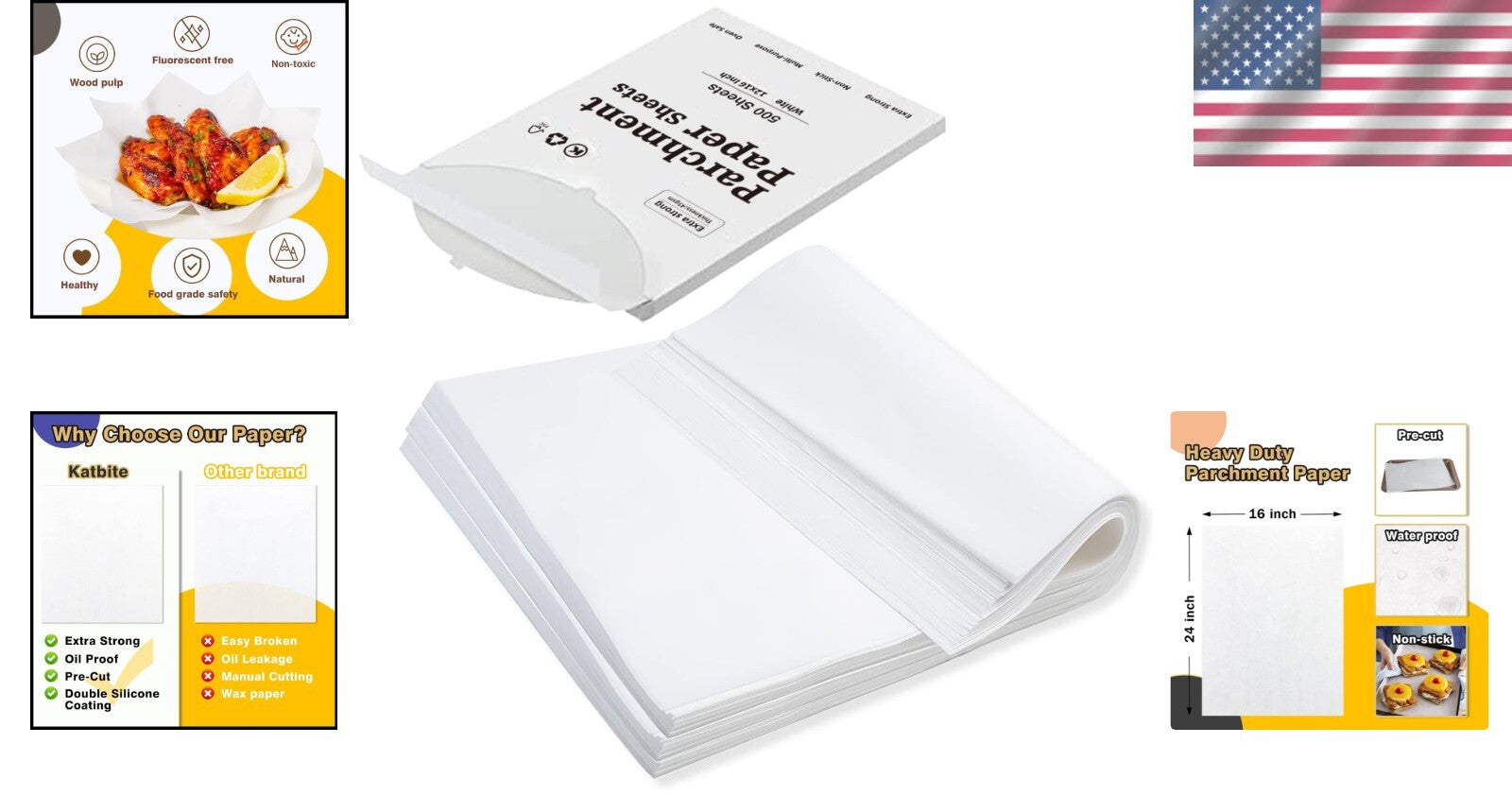 16x24 Inches Unbleached Parchment Paper – 500 Count Multi-Use Cooking Sheets