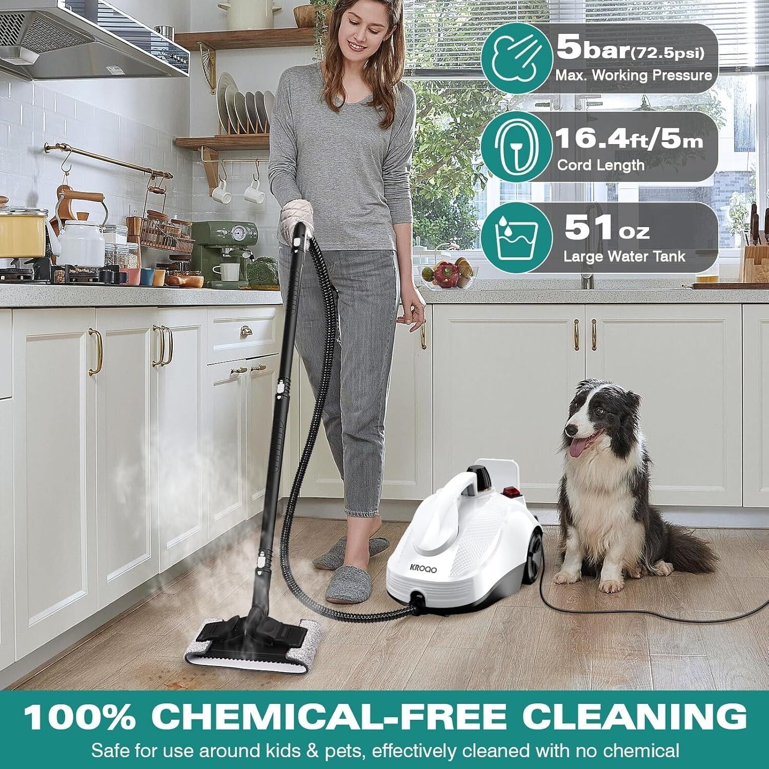 Versatile Steam Cleaner for Floors, Grout & Upholstery - 23 Attachments Included