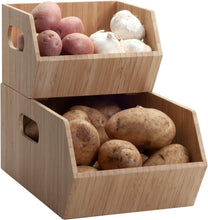 Load image into Gallery viewer, Compact Bamboo Storage Bins Set - Ideal for Efficient Kitchen Organization