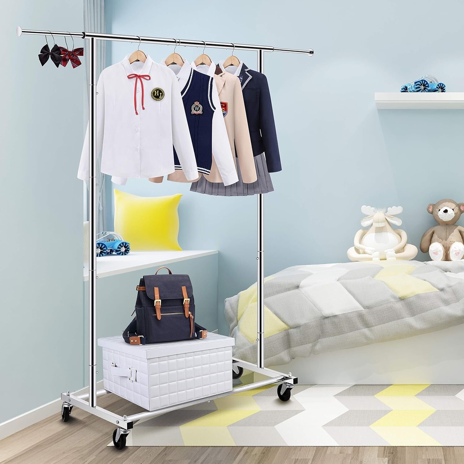 Space-Saving Rolling Clothes Rack with Durable Chrome Finish - 150 lbs Capacity