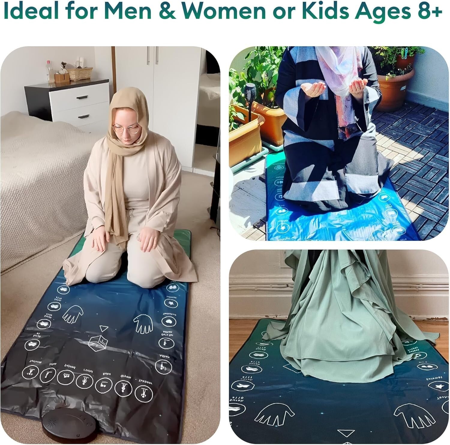 Modern Touch-Sensitive Prayer Mat for Adults - Interactive Salah Learning Aid