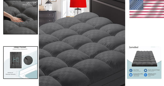 Microfiber Queen Mattress Pad - Extra Thick & Breathable with Quilted Design