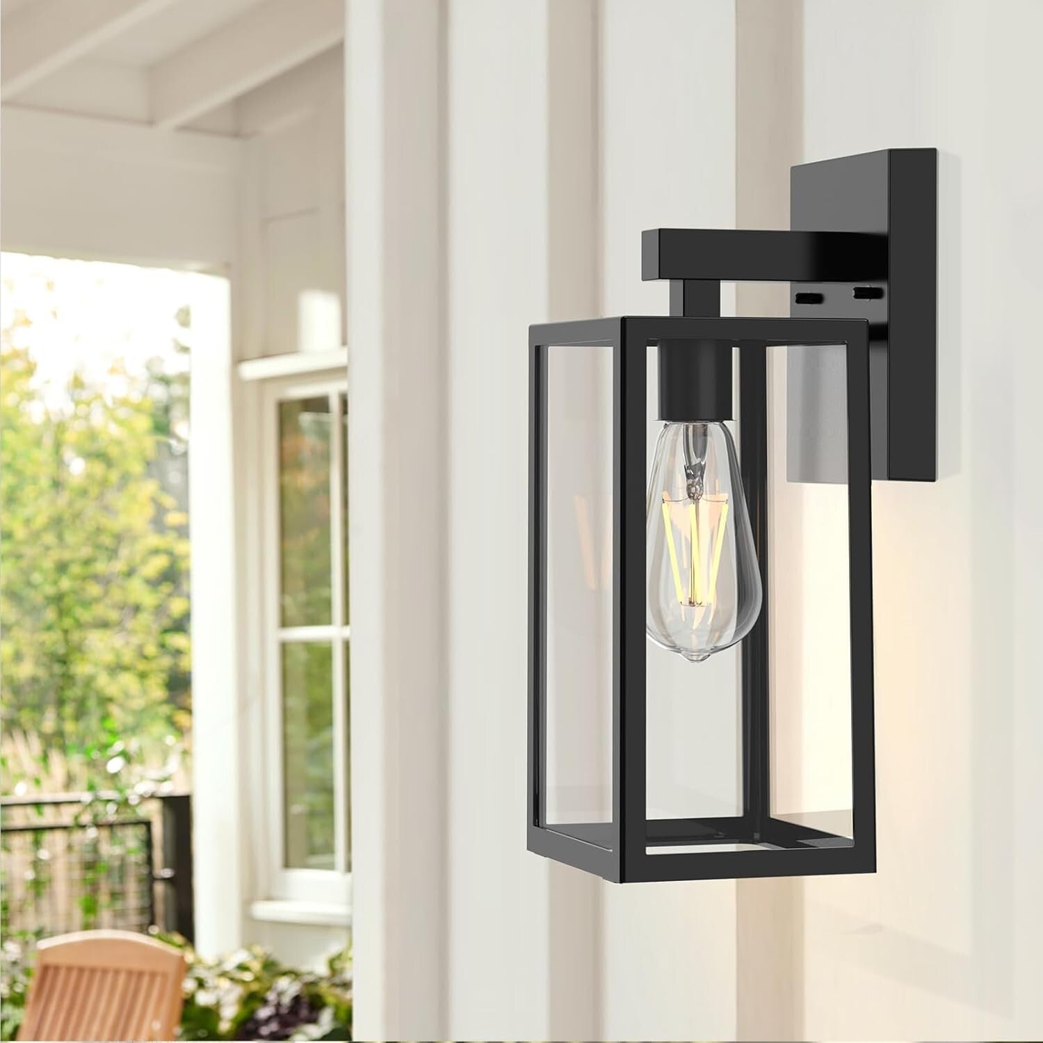 Energy-Efficient Waterproof Wall Mount Lights - Modern Black Sconces 2 Pack