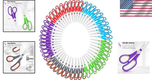 Ambidextrous 8" Cutting Scissors Set of 50 - Comfort and Precision Guaranteed