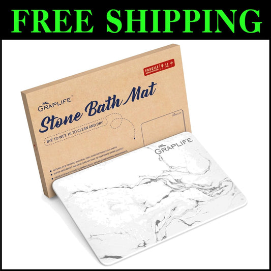 Versatile Diatomaceous Earth Shower Mat - Low Maintenance, Quick Dry 23.5x15''