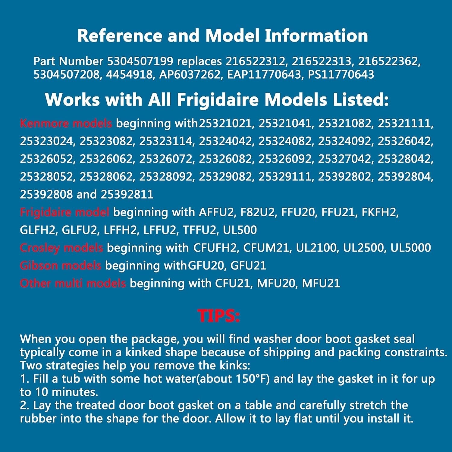Durable White Freezer Door Gasket - Quick Install for Frigidaire Refrigerators