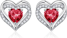 Load image into Gallery viewer, Unique 925 Sterling Silver Heart Birthstone Earrings - Perfect for Any Occasion