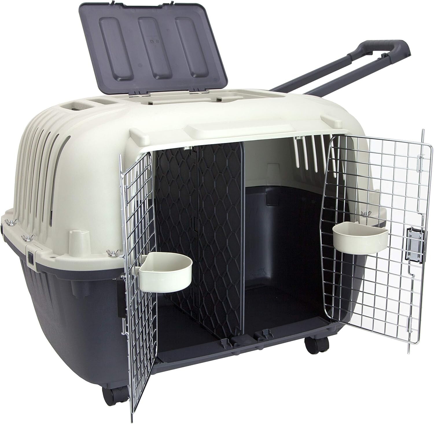 Portable Double Door Dog Crate – Airline Approved with Water Dish Included