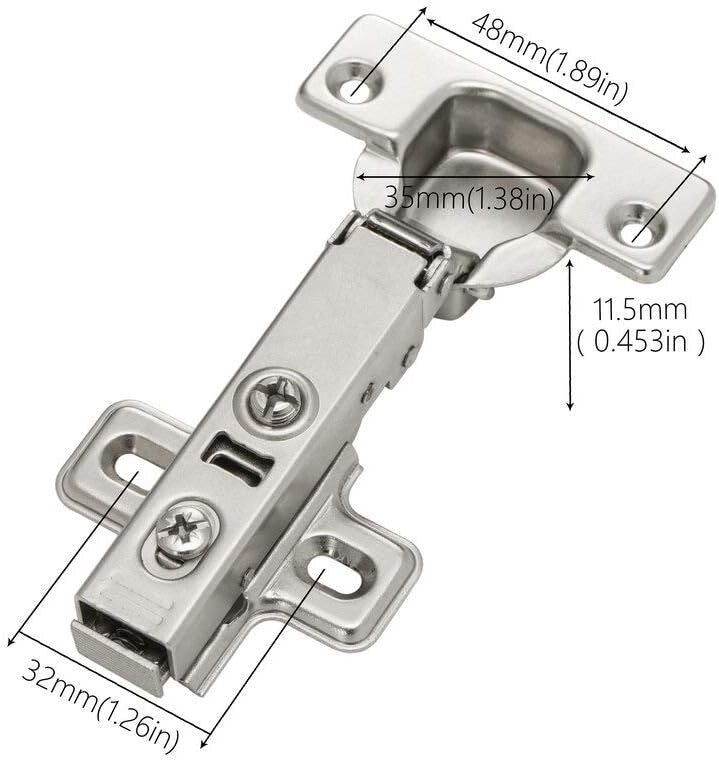 40PCS 110° Soft Close Hinge Set - Two-Hole Mounting for Frameless Cabinets