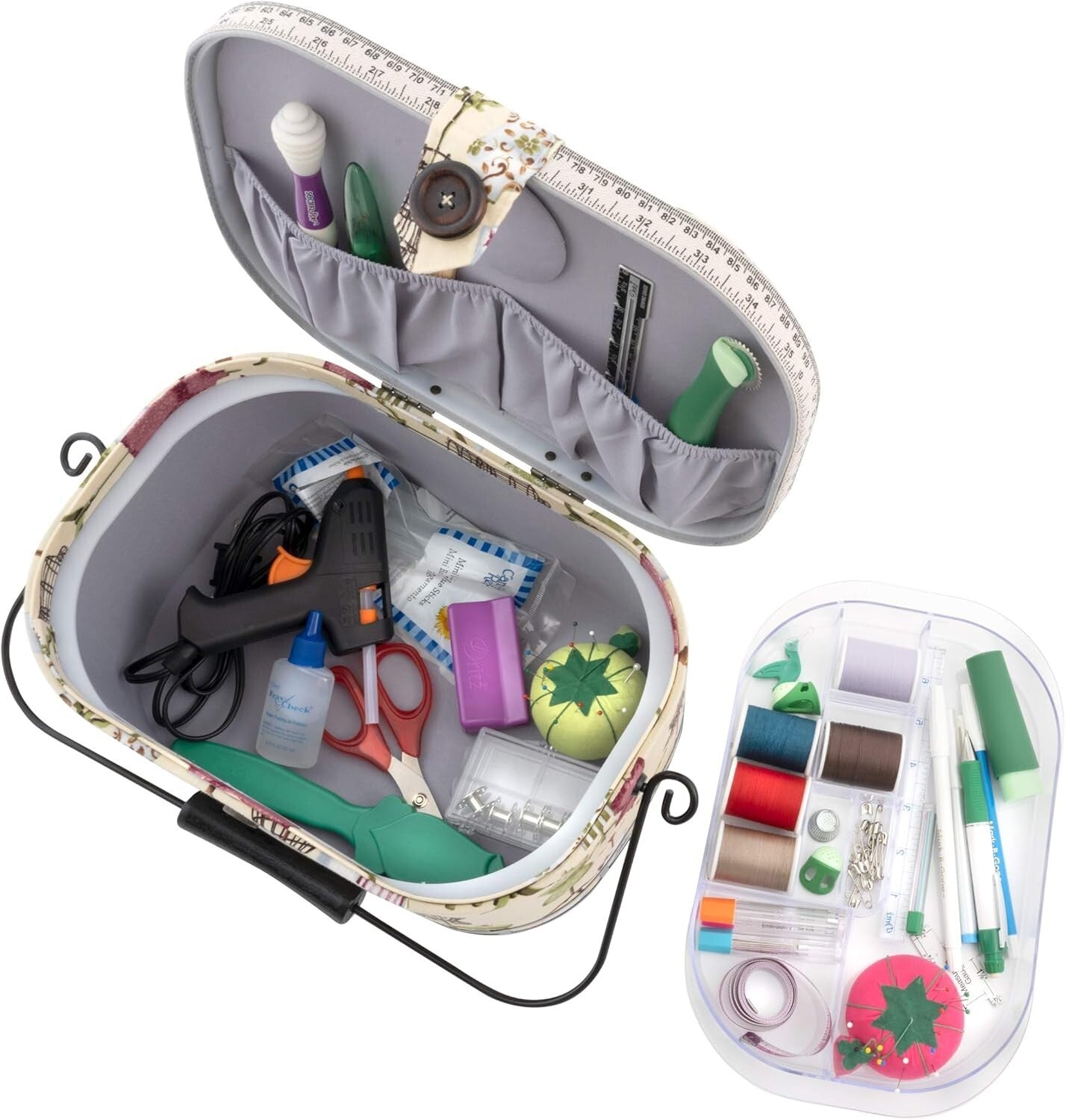 Elegant Oval St. Jane Sewing Basket with Magnetic Closure - Multi-Color Design
