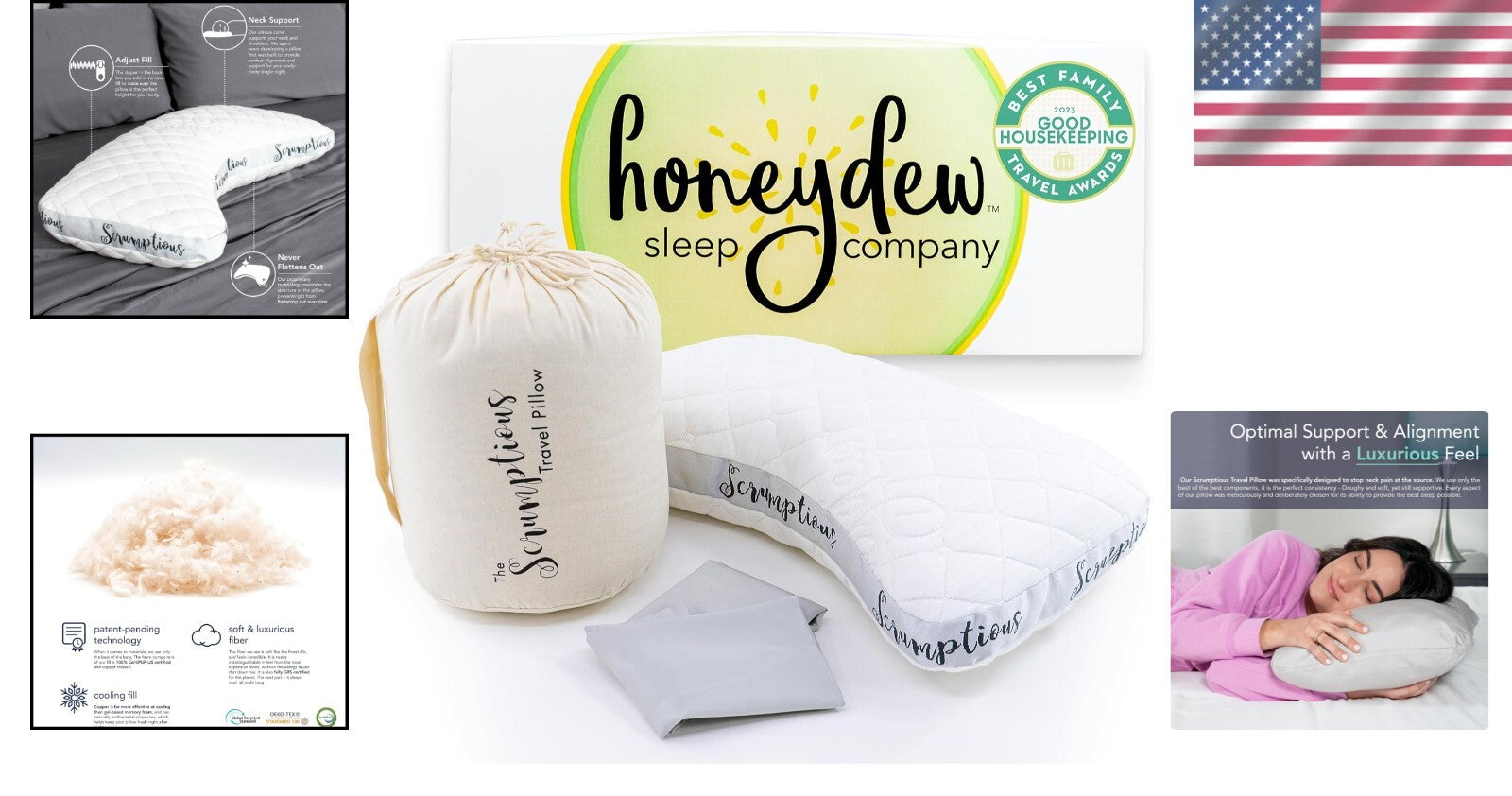 Handmade Cooling Travel Pillow with Adjustable Support - Eco-Friendly & Compact