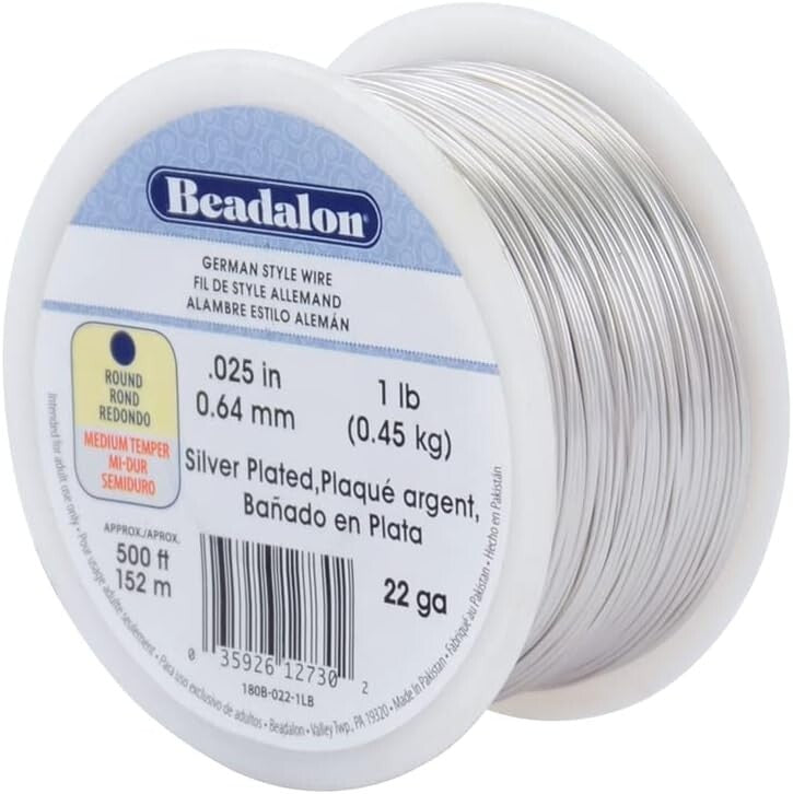 Tarnish Resistant Silver Plated 22 Gauge Copper Wire for Jewelry Design - 500 ft