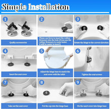 Load image into Gallery viewer, Modern Elongated Toilet Seat with Adjustable Slow Close Hinges - Fits All Brands