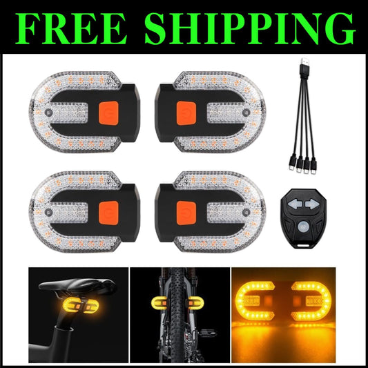 Multipurpose USB Rechargeable LED Turn Signals - 4Pcs Biking Safety Lights