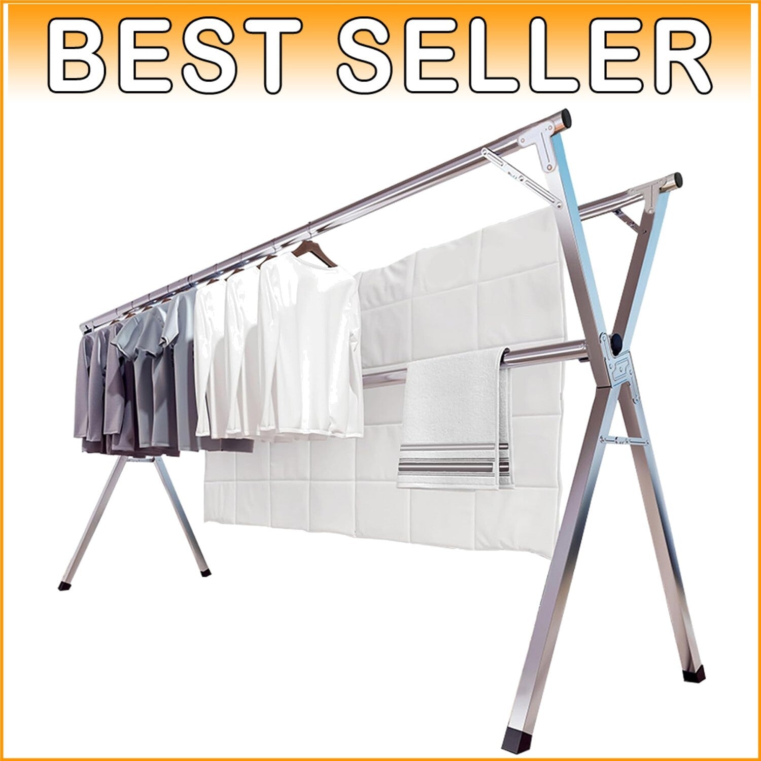 95-Inch Heavy Duty Stainless Steel Clothes Drying Rack with 20 Windproof Hooks