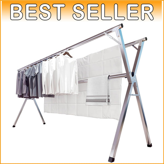 95-Inch Heavy Duty Stainless Steel Clothes Drying Rack with 20 Windproof Hooks