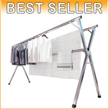 Load image into Gallery viewer, 95-Inch Heavy Duty Stainless Steel Clothes Drying Rack with 20 Windproof Hooks
