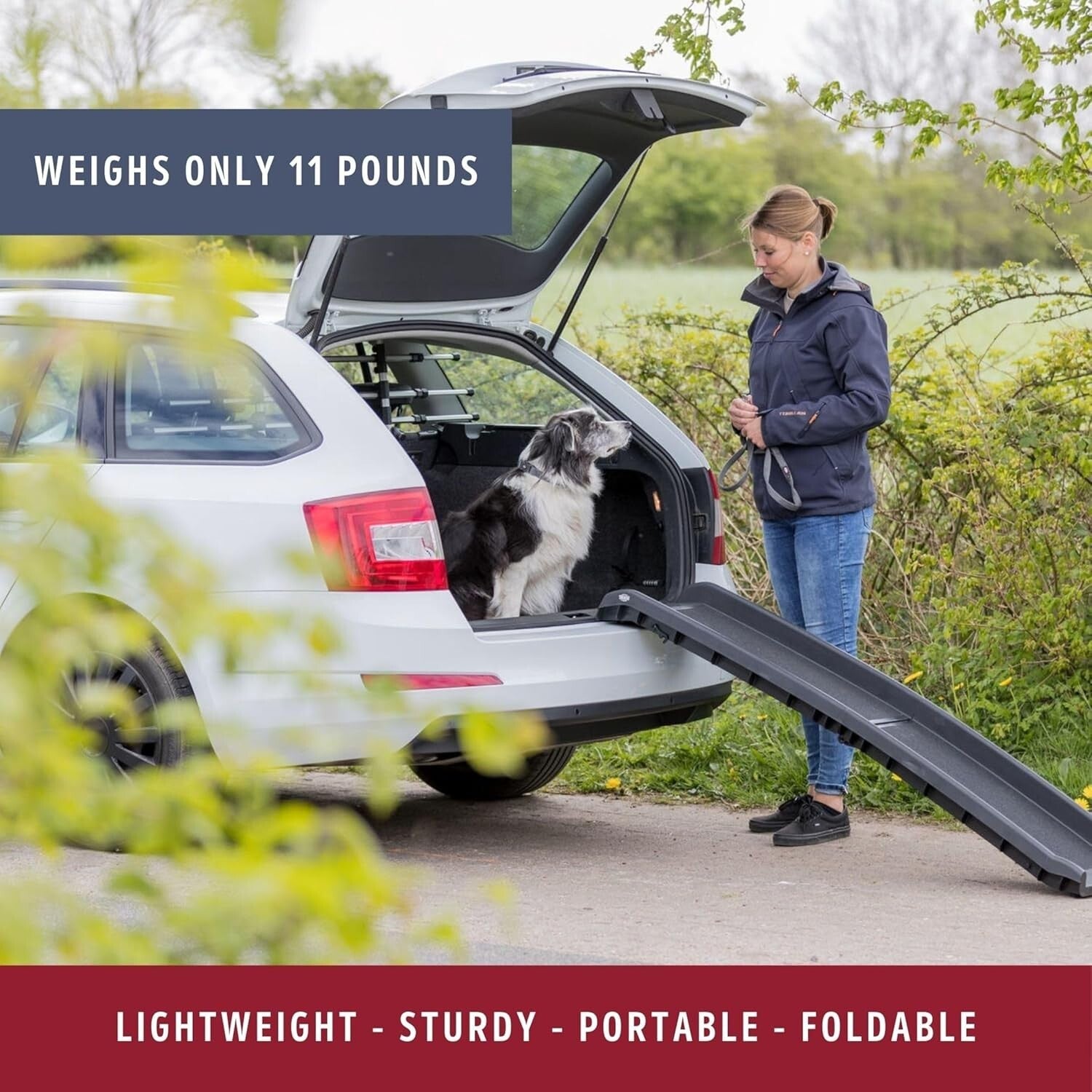 Folding Dog Ramp for SUVs - Safe Non-Slip Access for Large Dogs Up to 200 lbs