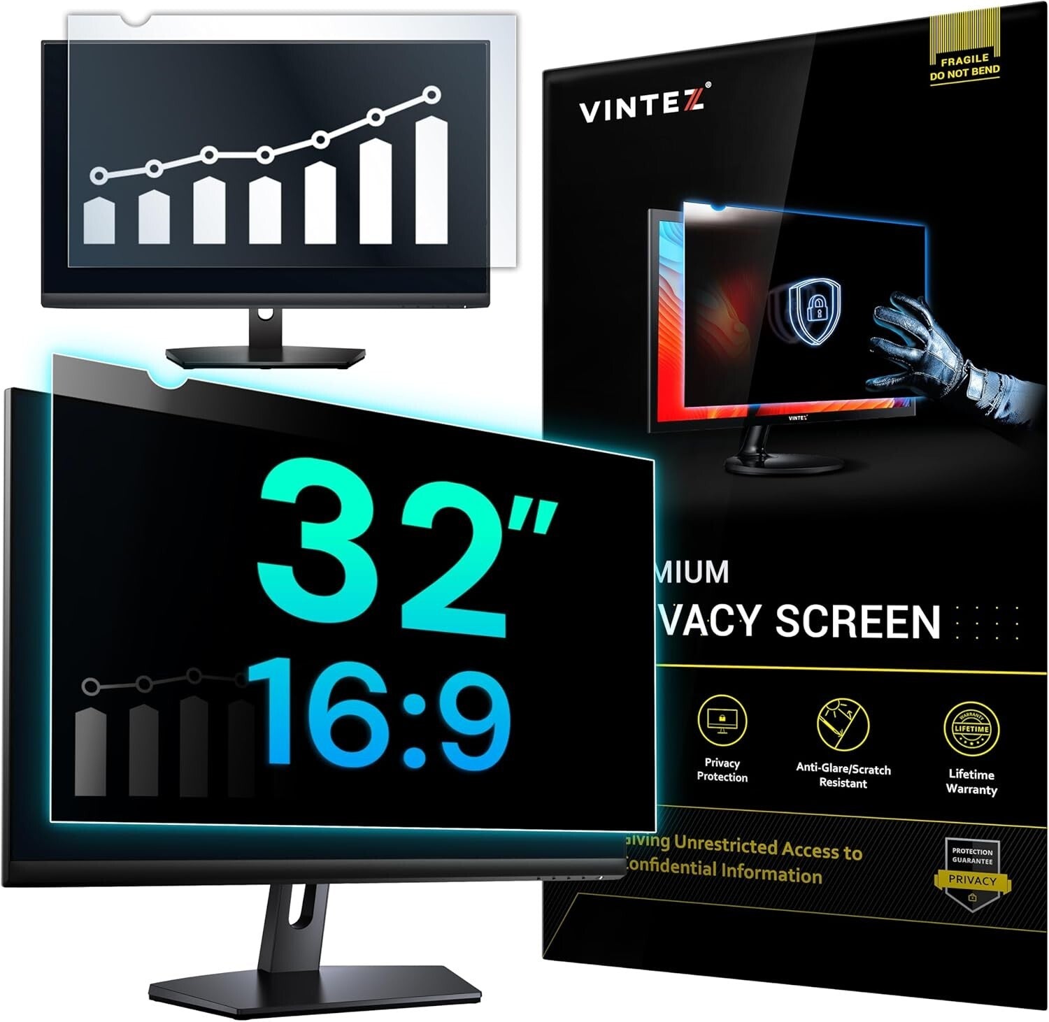 Curved Touchscreen Compatible Privacy Shield - 32" Laptop and Monitor Protection