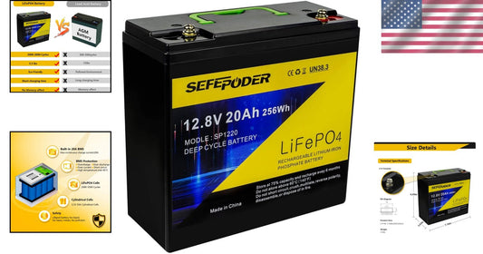 Compact 12V 20Ah LiFePO4 Lithium Battery - Reliable Power for Fish Finders & RVs