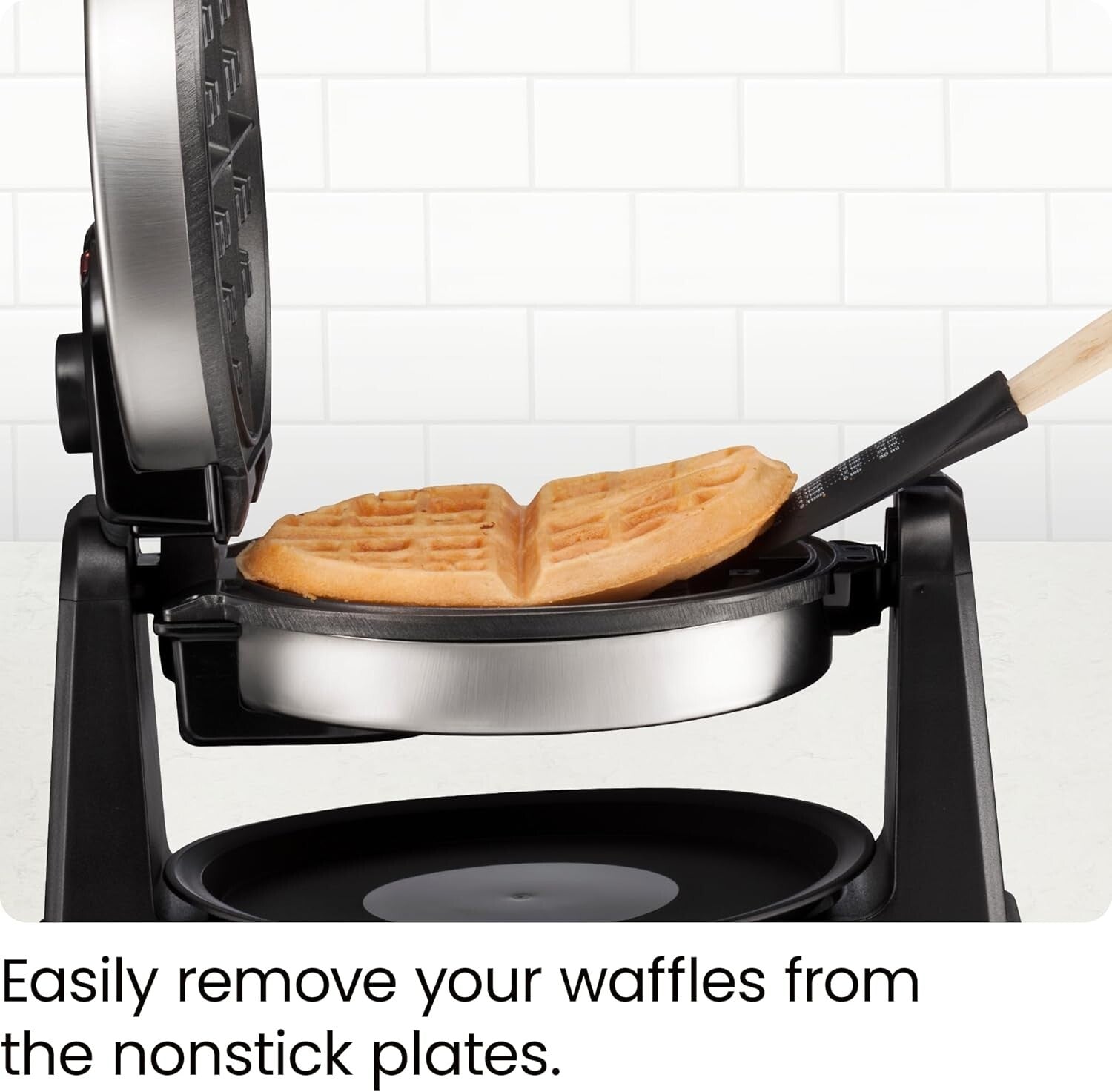Adjustable Timer Waffle Iron with Space-Saving Design for Perfect Breakfasts