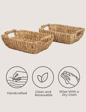 Load image into Gallery viewer, Rustic Water Hyacinth Baskets with Wooden Handles - Perfect for Any Room, 2-Pack