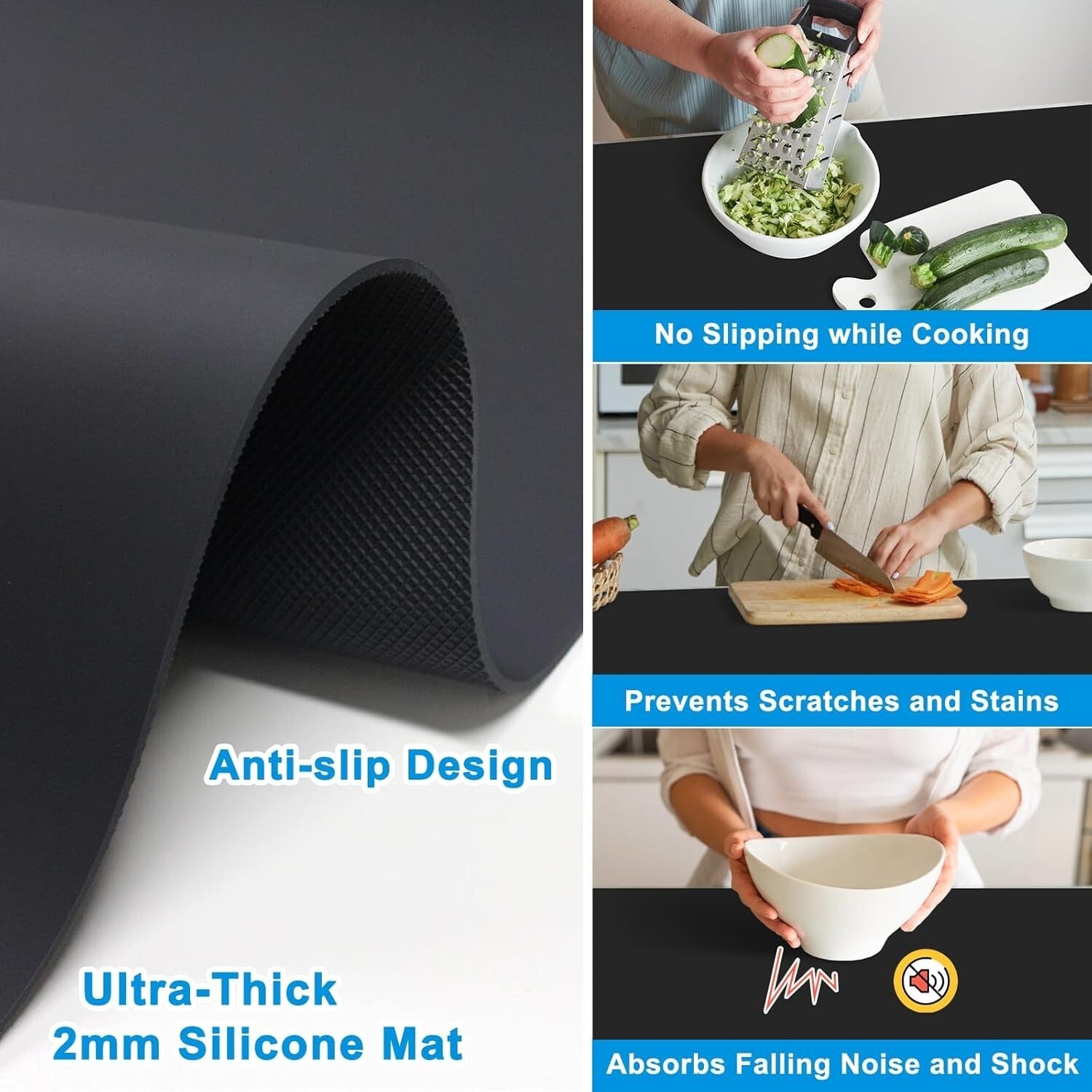 Durable Non-Slip Kitchen Silicone Mat 78.74" - Ideal for Countertop Protection