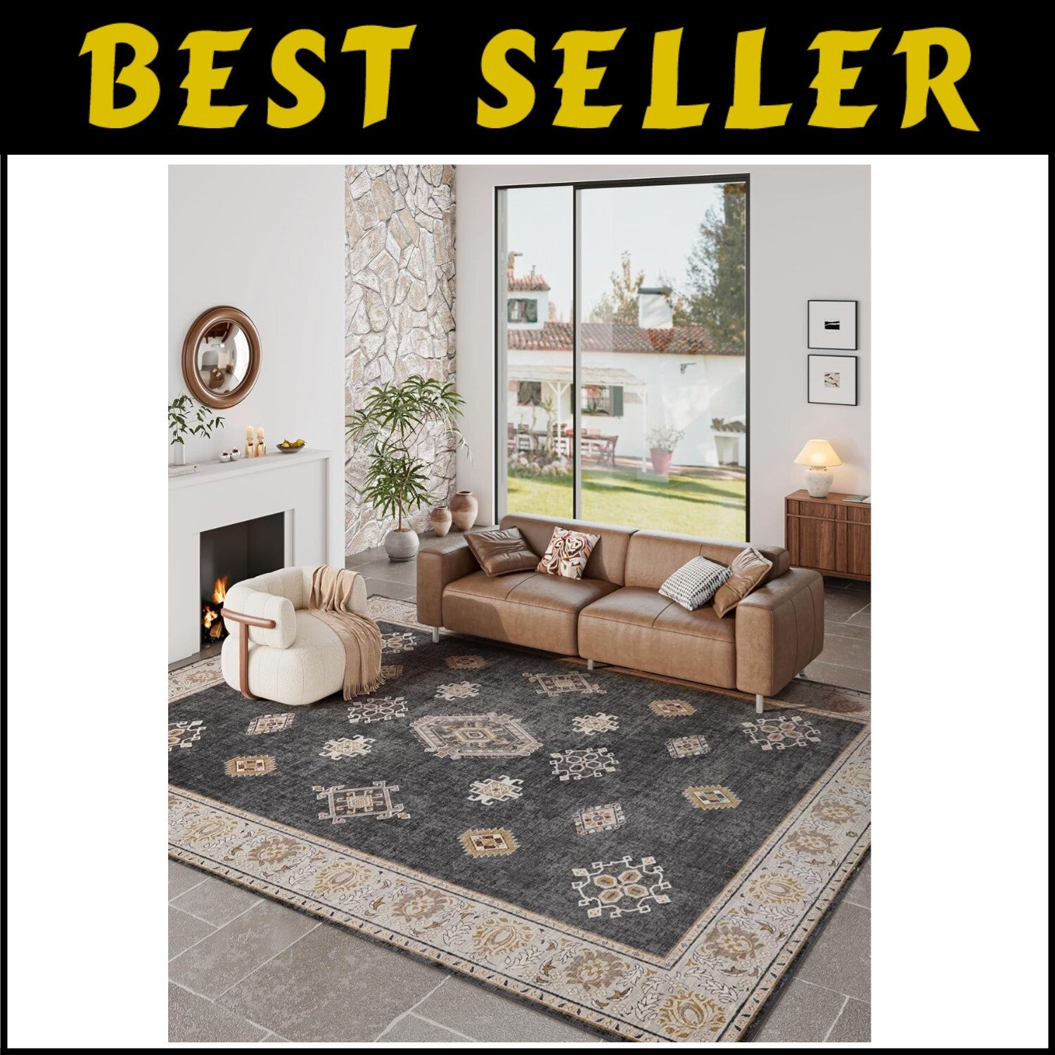 Versatile Non-Slip Carpet 9'x12' - Perfect for Bedroom, Living Room & More