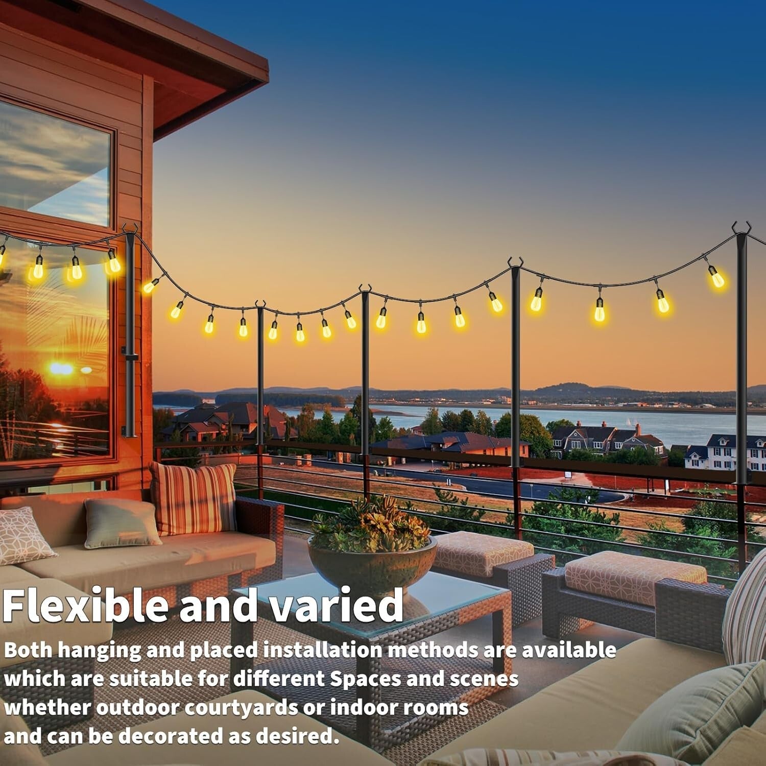 10 Pack Outdoor Hanging Light Poles - 5ft Metal Stakes for String Lights & Décor