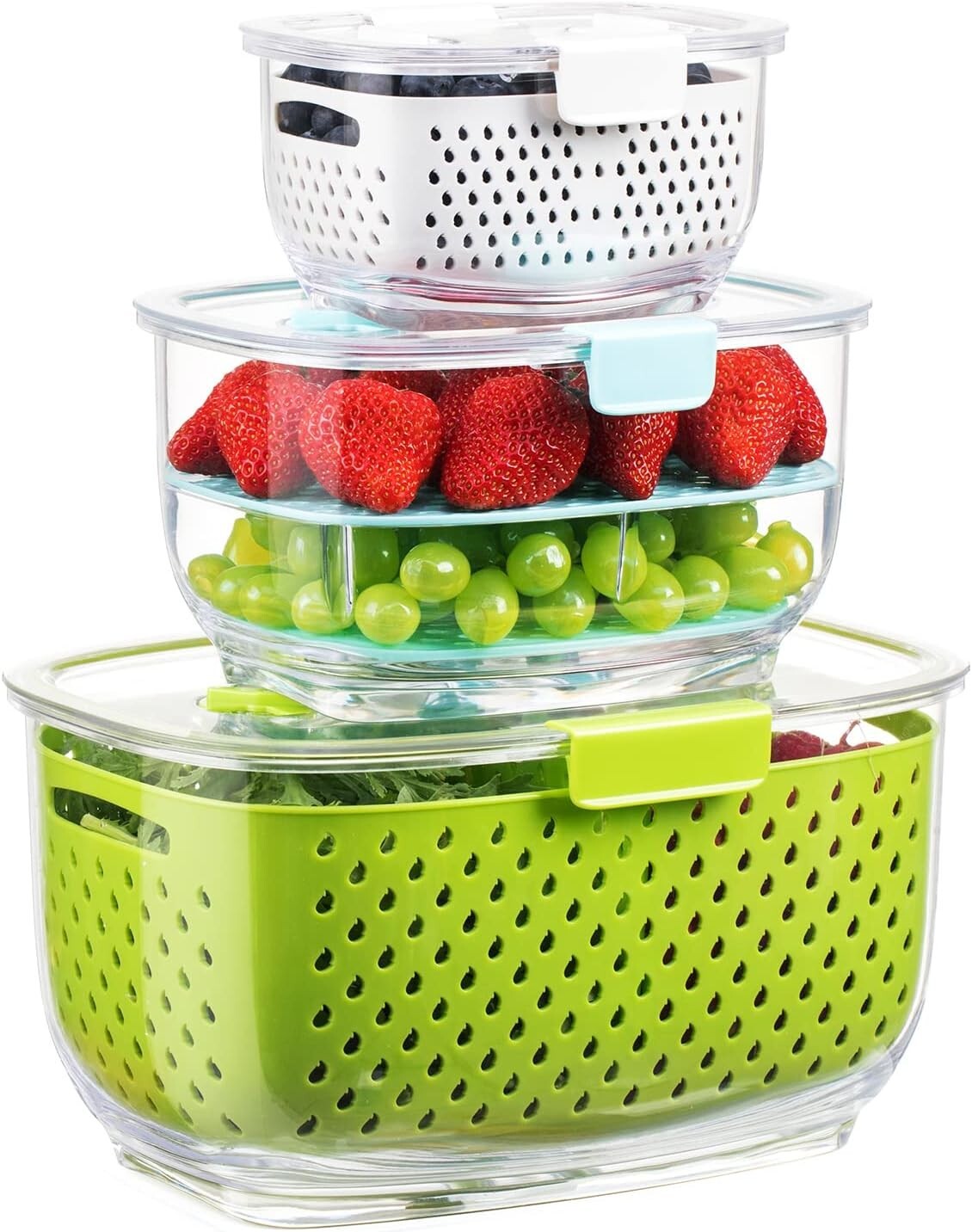 BPA-Free 3-Piece Vegetable & Fruit Storage Set - Keep Produce Fresh & Organized