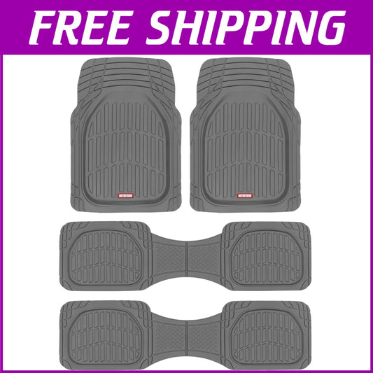 Trim-To-Fit Gray Rubber Mats - Deep Dish Design for Complete Floor Coverage