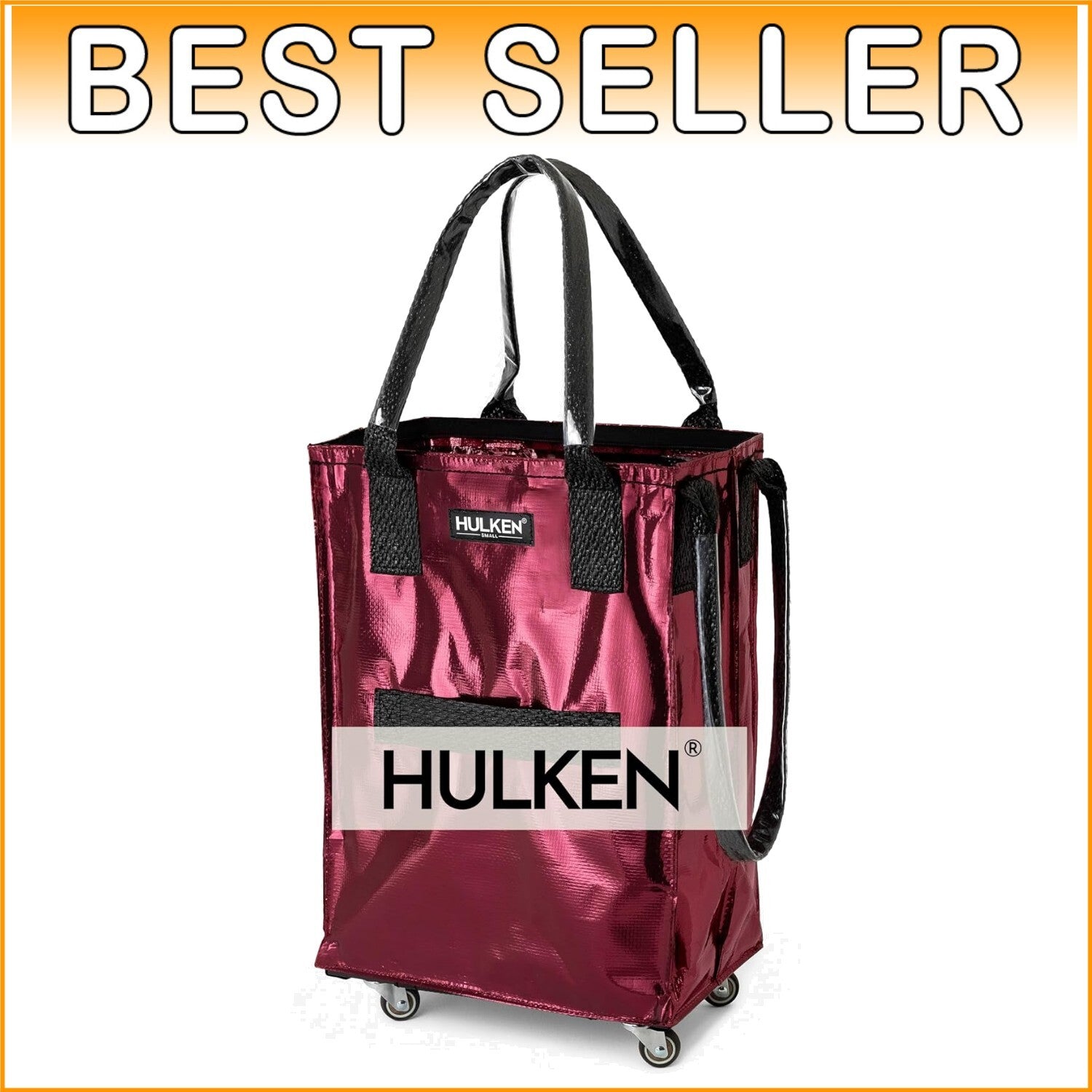 Effortless Cosmic Red Grocery Bag with Swivel Wheels - Folds Flat for Storage
