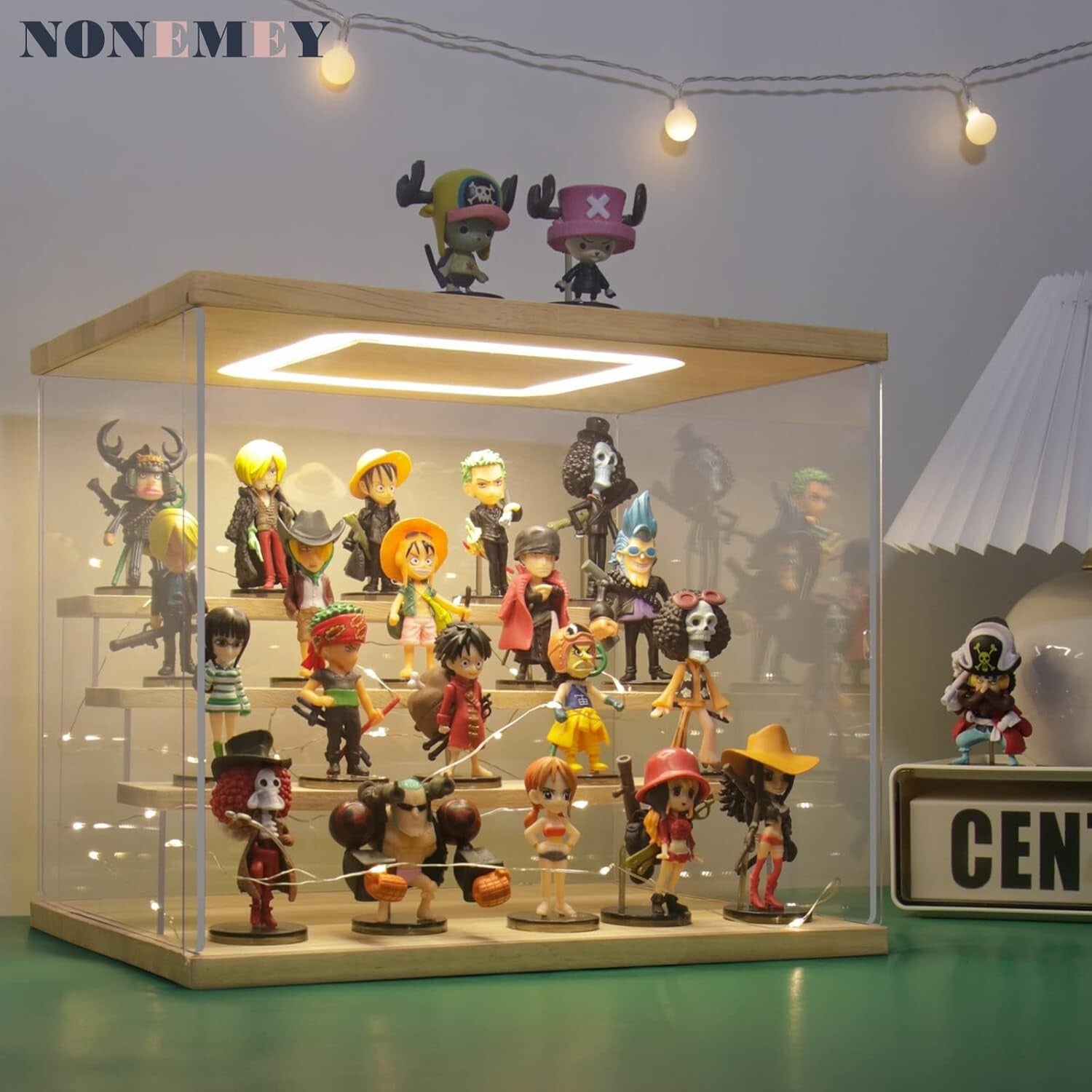 4-Tier Dustproof Acrylic Display Stand with LED Light - Showcase Your Treasures!