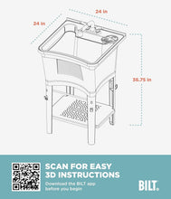 Load image into Gallery viewer, 24" D x 24" W Deep Utility Sink with Pull-Out Faucet &amp; Integrated Scrub Board