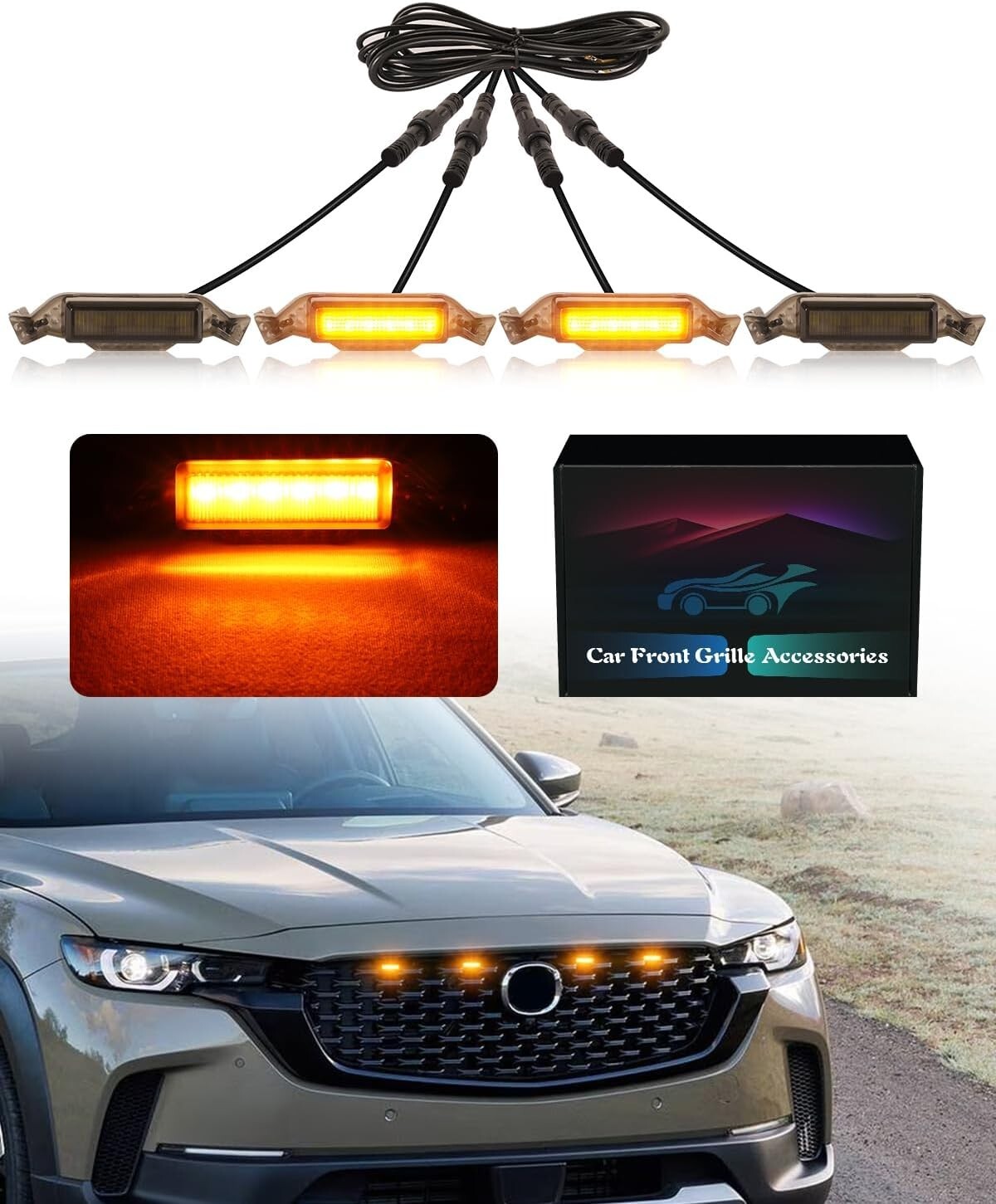 Weatherproof Yellow LED Grille Lights for 2025 Mazda CX-50 - Stylish & Safe