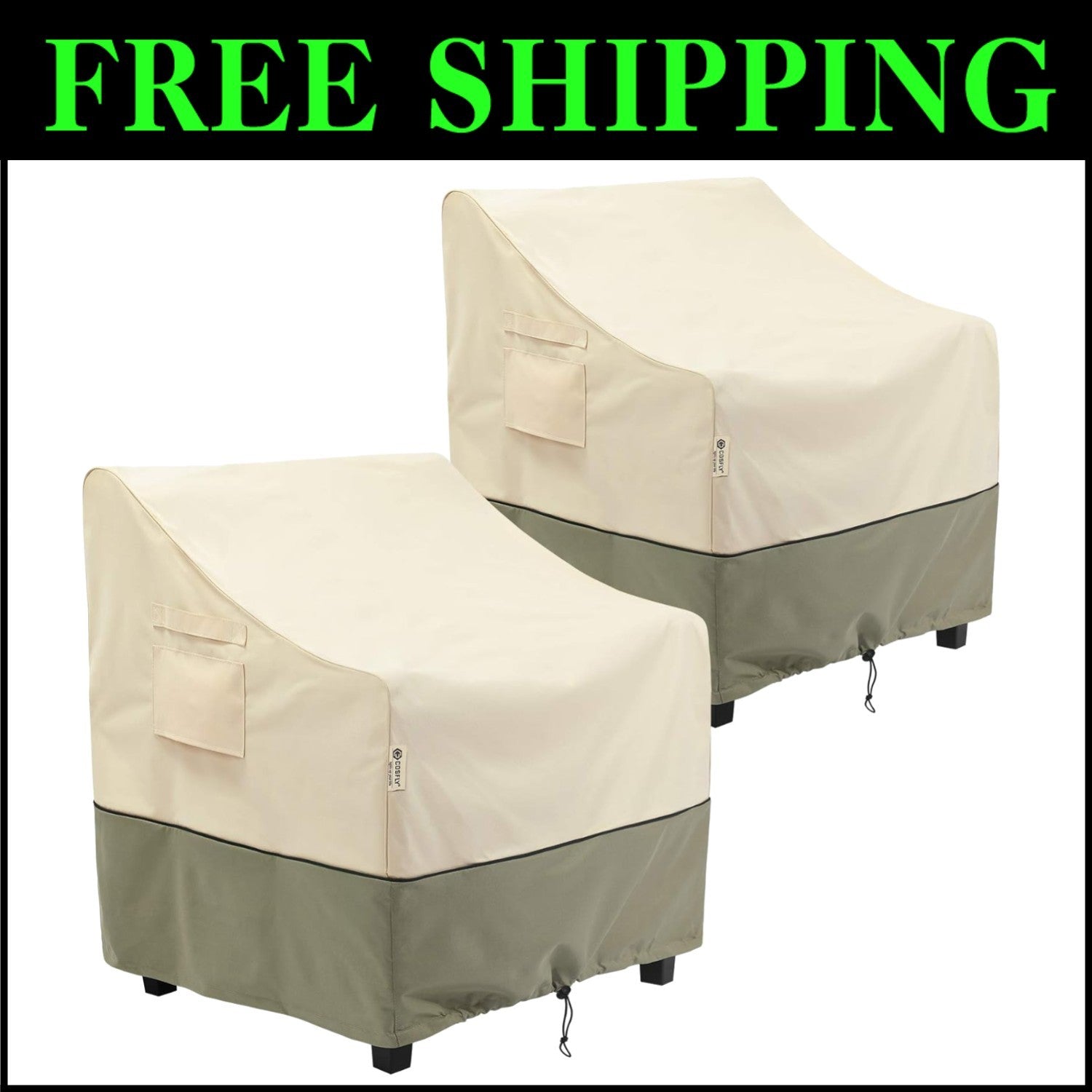 2-Pack Waterproof Outdoor Patio Chair Covers, Fits Up to 35W x 38D x 31H
