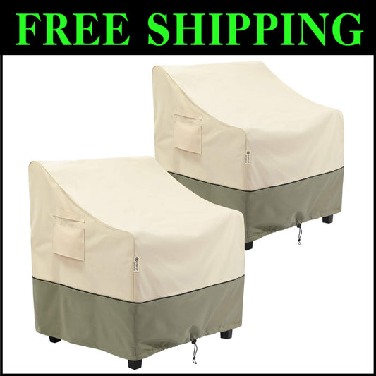 2-Pack Waterproof Outdoor Patio Chair Covers, Fits Up to 35W x 38D x 31H