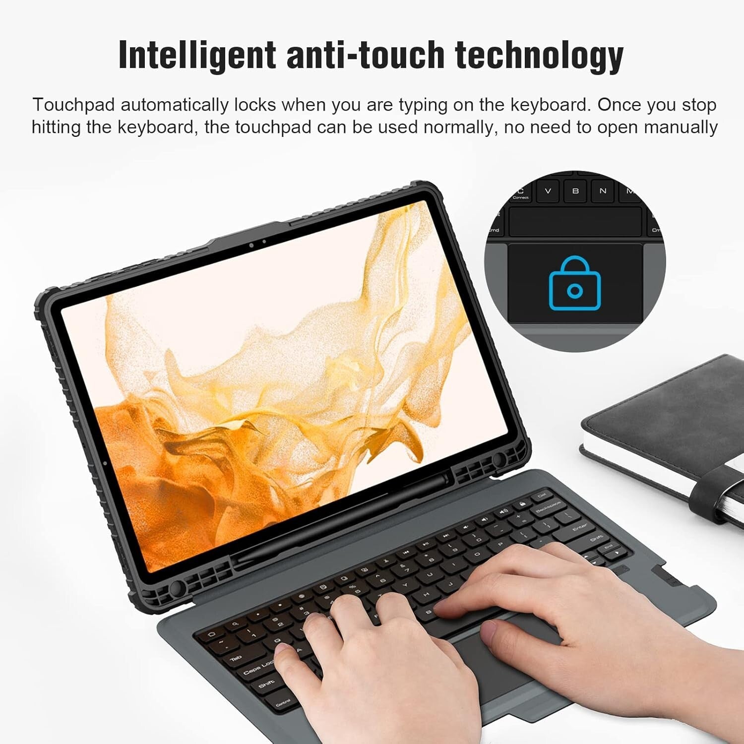 Detachable Folio Keyboard Case for Galaxy Tab S8+/S7+ with Multi-Touch Trackpad