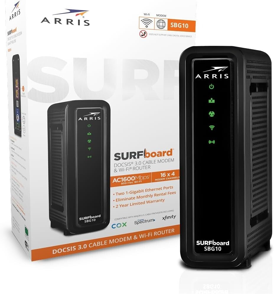DOCSIS 3.0 Cable Modem Router Combo – 16x4 AC1600 Wi-Fi for High-Speed Internet