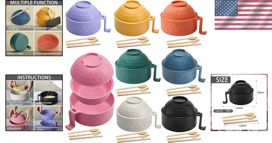 Chic 8-Piece Instant Noodle Bowl Set - Microwave-Friendly & Easy to Clean