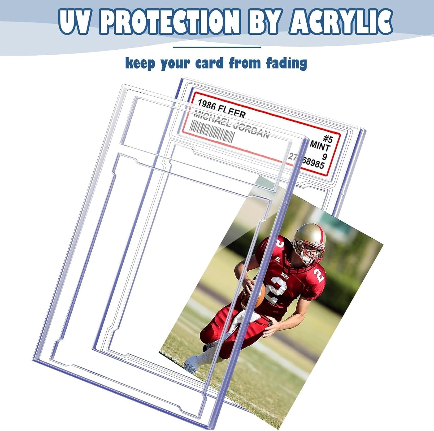 100 Pcs Modern Acrylic Trading Card Cases with Labels - Secure Storage Solution