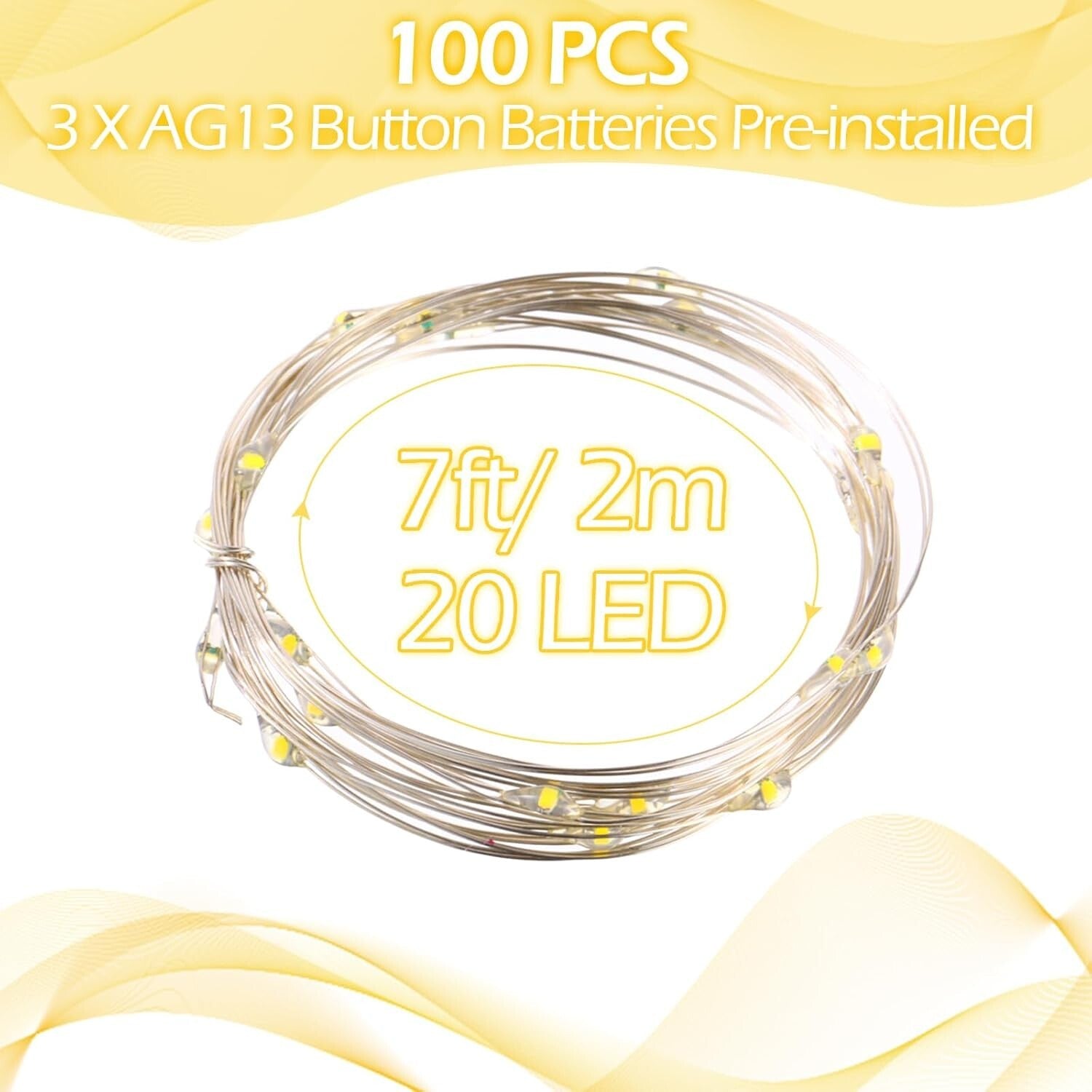 100 LED Battery Fairy Lights - Waterproof Twinkle Lights for Weddings & Events