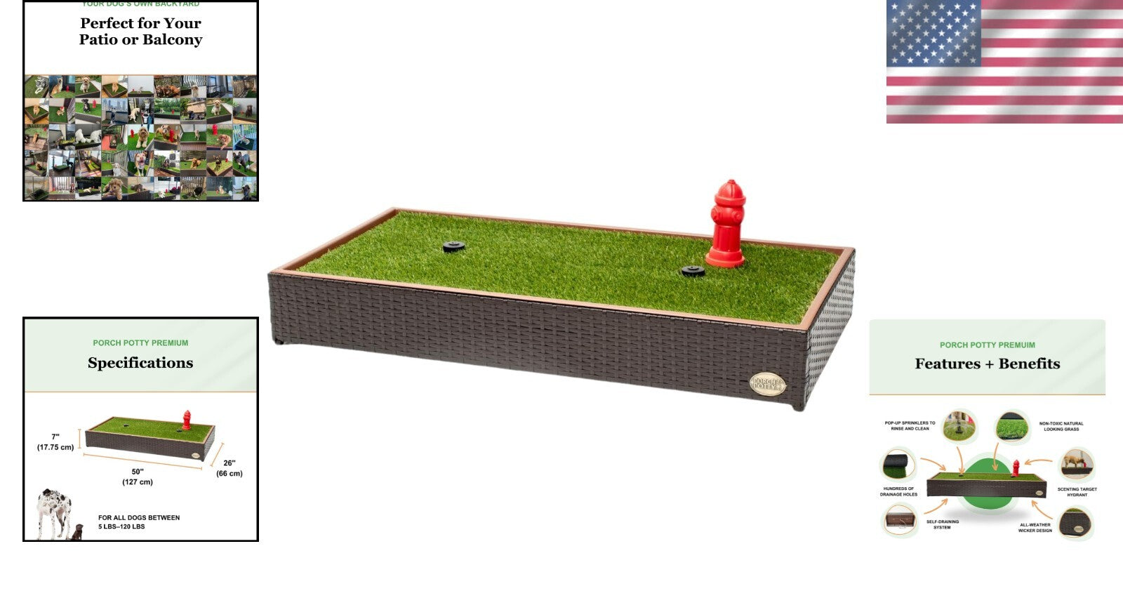 Low Maintenance Pet Potty with Sprinklers - Usable for Any Dog Size in Any Space