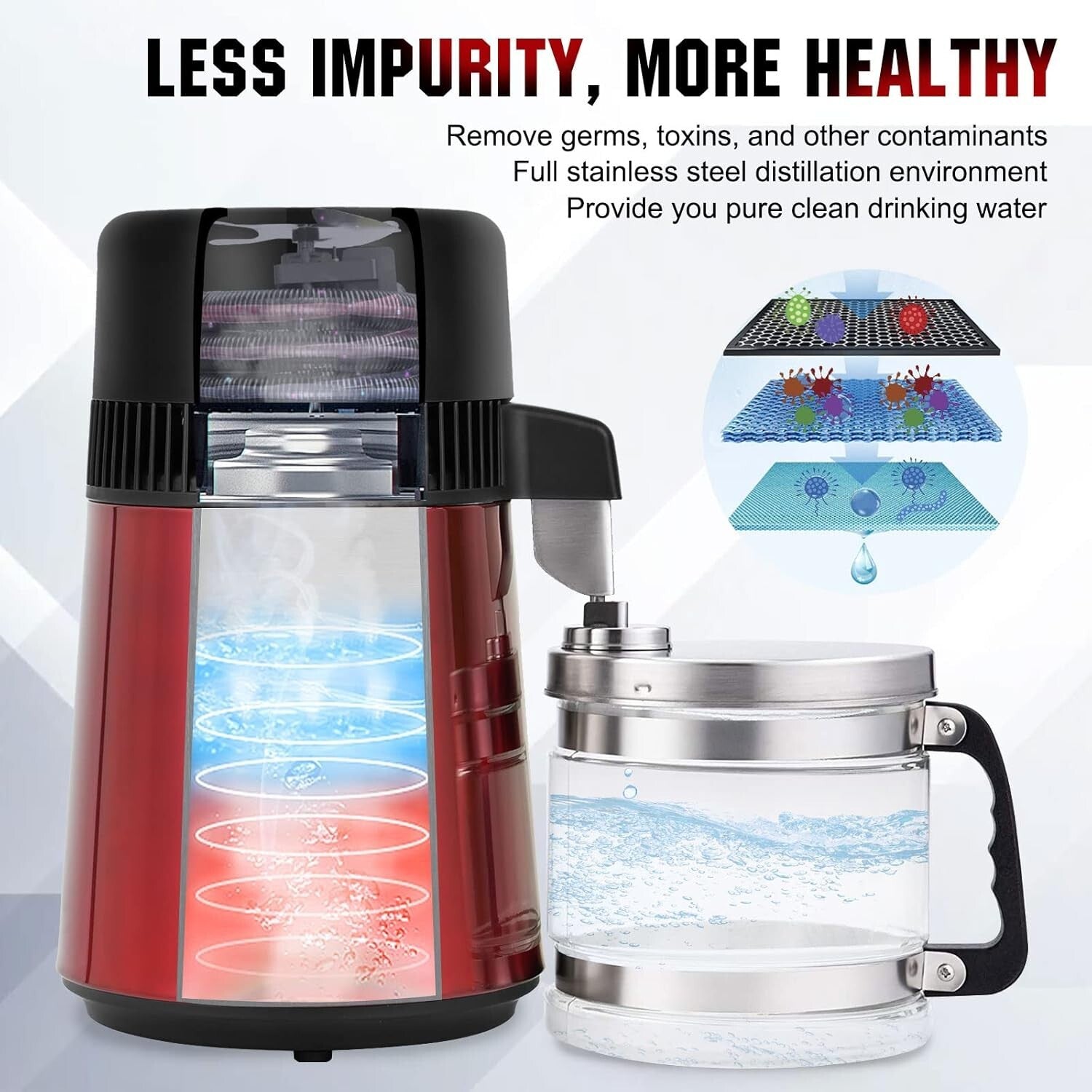 Efficient 4L Countertop Water Distiller - Pure Drinking Water for Your Family