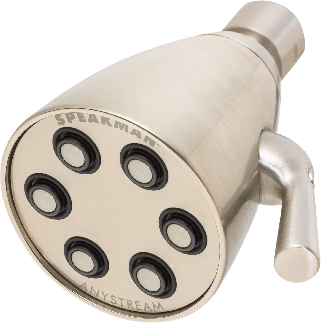Brushed Nickel Anystream Brass Shower Head - High Pressure Adjustable 3 Settings
