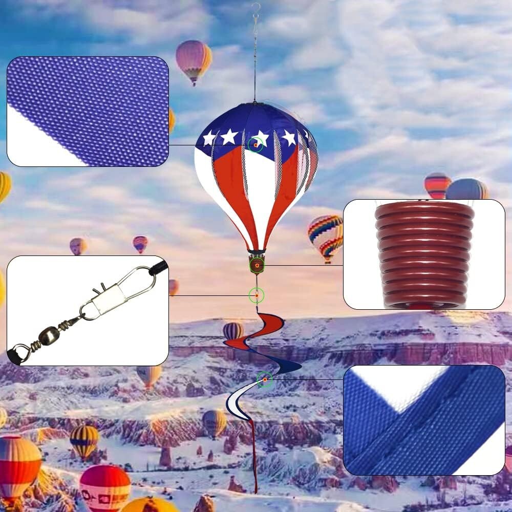 Durable 59-Inch Hot Air Balloon Wind Spinners - Perfect for Yard Celebrations